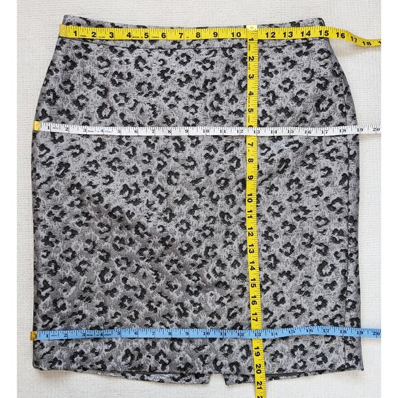 LOFT Silver & Black Leopard Print Skirt Size 6 - Picture 10 of 10
